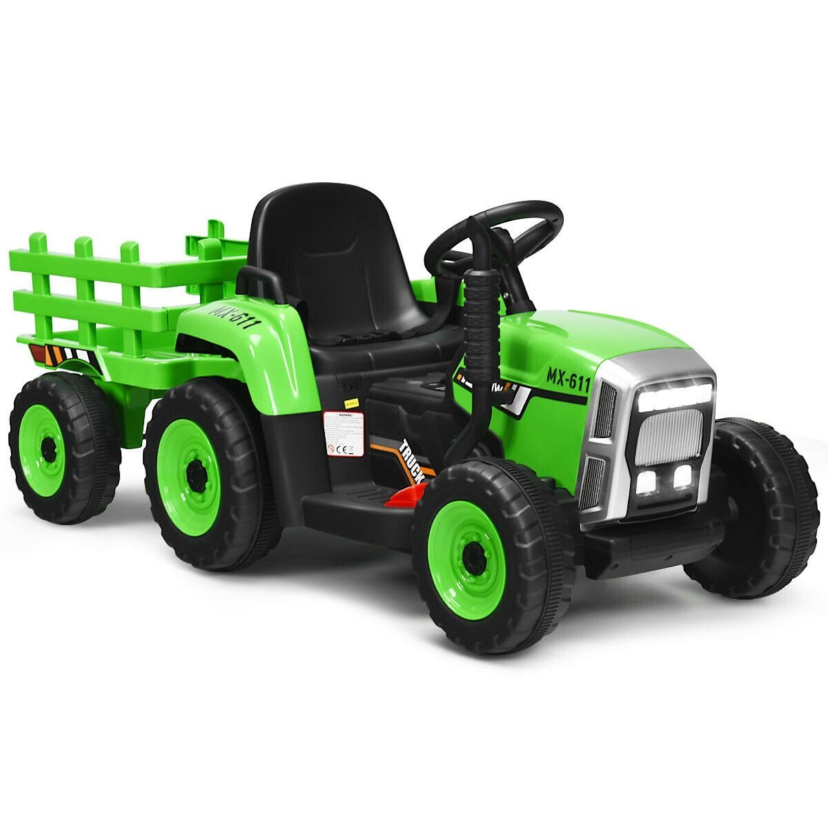 12V Ride on Tractor with 3-Gear-Shift Ground Loader for Kids 3+ Years Old, Green Powered Ride On Toys   at Gallery Canada