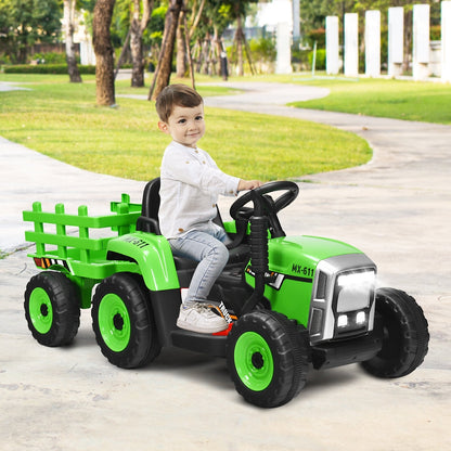 12V Ride on Tractor with 3-Gear-Shift Ground Loader for Kids 3+ Years Old, Green Powered Ride On Toys   at Gallery Canada