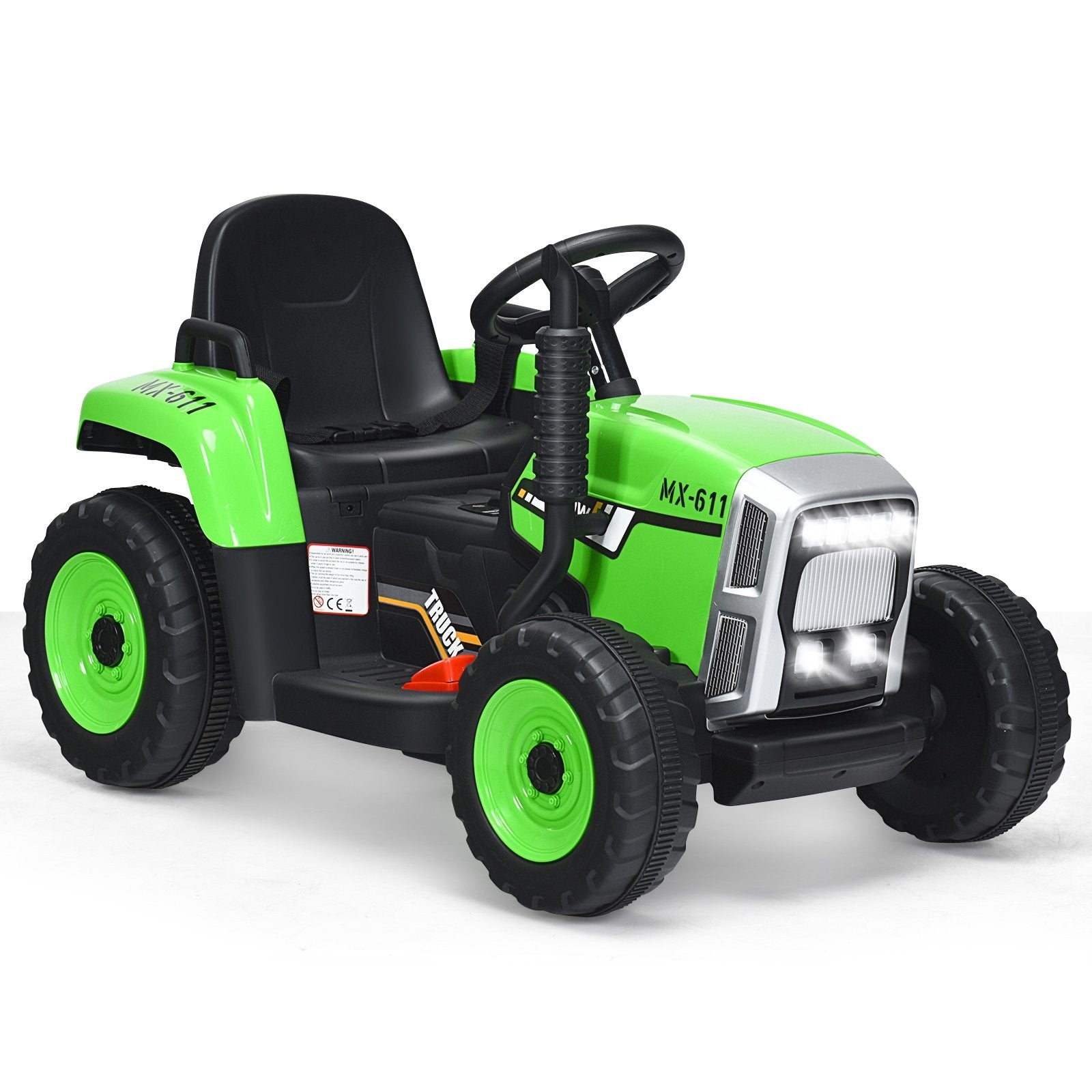 12V Ride on Tractor with 3-Gear-Shift Ground Loader for Kids 3+ Years Old, Green Powered Ride On Toys   at Gallery Canada