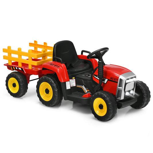 12V Ride on Tractor with 3-Gear-Shift Ground Loader for Kids 3+ Years Old, Red Powered Ride On Toys   at Gallery Canada