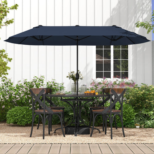 13 Feet Double-Sided Patio Twin Table Umbrella with Crank Handle, Navy