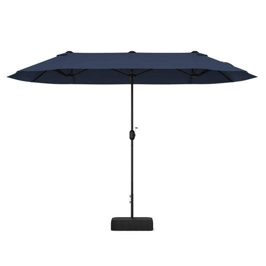 13 Feet Double-Sided Patio Twin Table Umbrella with Crank Handle, Navy Outdoor Umbrellas   at Gallery Canada