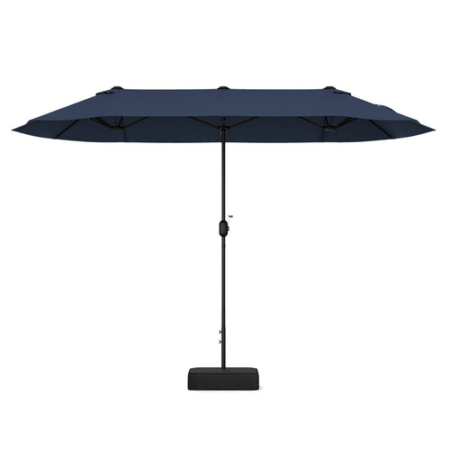 13 Feet Double-Sided Patio Twin Table Umbrella with Crank Handle, Navy