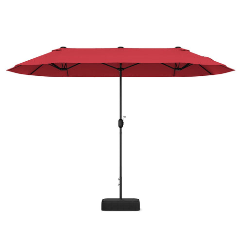 13 Feet Double-Sided Patio Twin Table Umbrella with Crank Handle, Wine