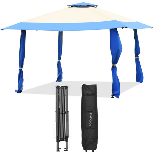 13 Feet x 13 Feet Pop Up Canopy Tent Instant Outdoor Folding Canopy Shelter, Blue Gazebos   at Gallery Canada