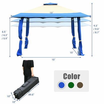 13 Feet x 13 Feet Pop Up Canopy Tent Instant Outdoor Folding Canopy Shelter, Blue Gazebos   at Gallery Canada