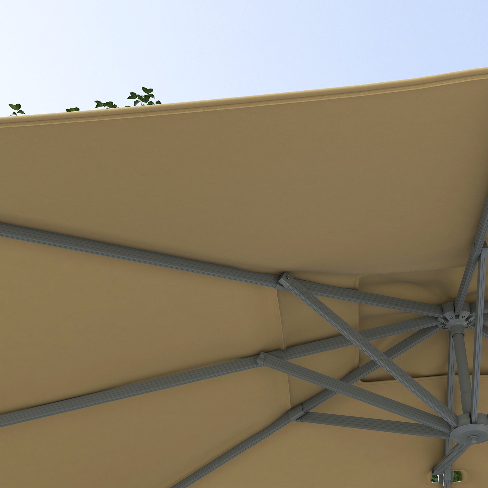 13 FT Cantilever Umbrella, Aluminum Hanging Offset Umbrella with 360°Rotation, Crank, Tilt, Cross Base, Khaki Cantilever Umbrellas   at Gallery Canada