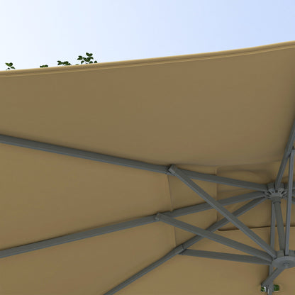 13 FT Cantilever Umbrella, Aluminum Hanging Offset Umbrella with 360°Rotation, Crank, Tilt, Cross Base, Khaki Cantilever Umbrellas   at Gallery Canada