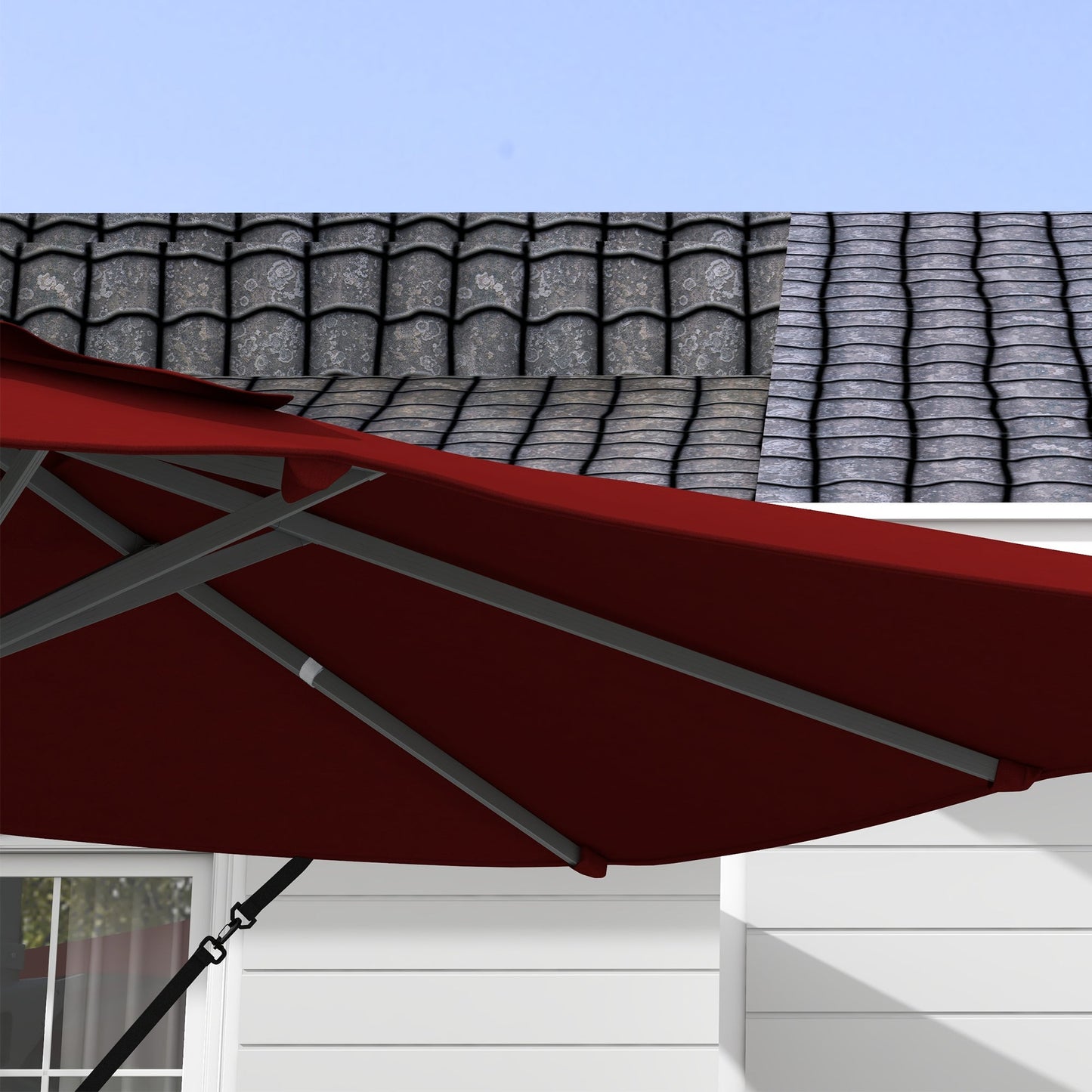 13 FT Cantilever Umbrella, Aluminum Hanging Offset Umbrella with 360°Rotation, Crank, Tilt, Cross Base, Red Cantilever Umbrellas   at Gallery Canada