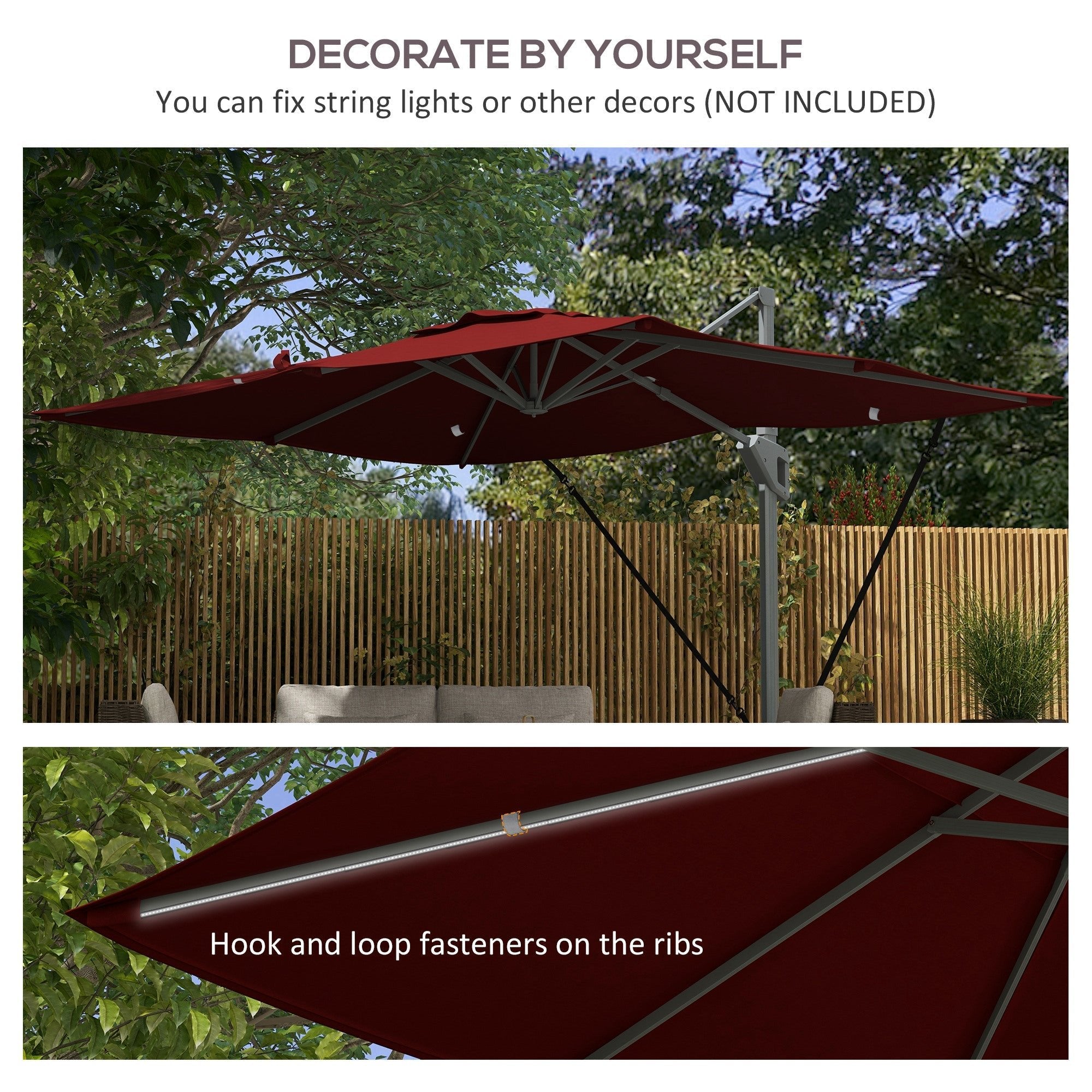 13 FT Cantilever Umbrella, Aluminum Hanging Offset Umbrella with 360°Rotation, Crank, Tilt, Cross Base, Red Cantilever Umbrellas   at Gallery Canada