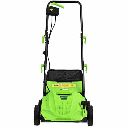 13 Inch 12 Amp Electric Scarifier with Collection Bag and Removable Blades, Green Lawn Care Tools   at Gallery Canada