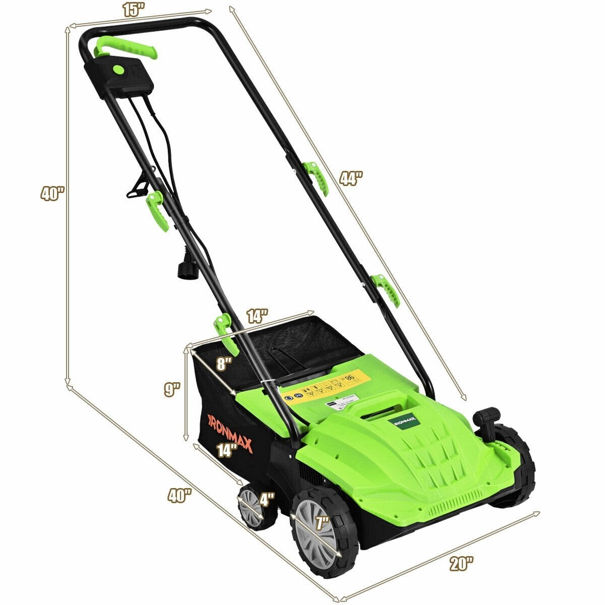 13 Inch 12 Amp Electric Scarifier with Collection Bag and Removable Blades, Green Lawn Care Tools   at Gallery Canada