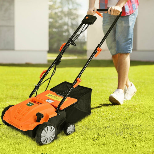 13 Inch 12 Amp Electric Scarifier with Collection Bag and Removable Blades, Orange