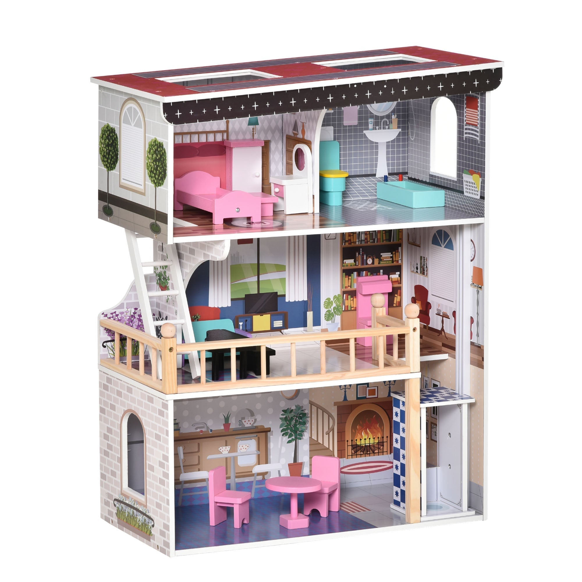 3-Story Dreamhouse Villa with Elevator & Furniture for Kids 3-6 Years Old, Pink Play Houses Pink  at Gallery Canada