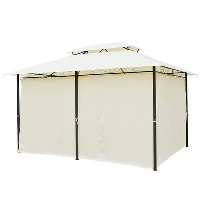 13' x 10' Soft-top Gazebo Patio Steel Canopy Portable Party Event with Double Canopy Roof, Curtains, Cream White Gazebos   at Gallery Canada