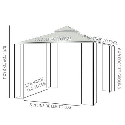 13' x 10' Soft-top Gazebo Patio Steel Canopy Portable Party Event with Double Canopy Roof, Curtains, Cream White Gazebos   at Gallery Canada