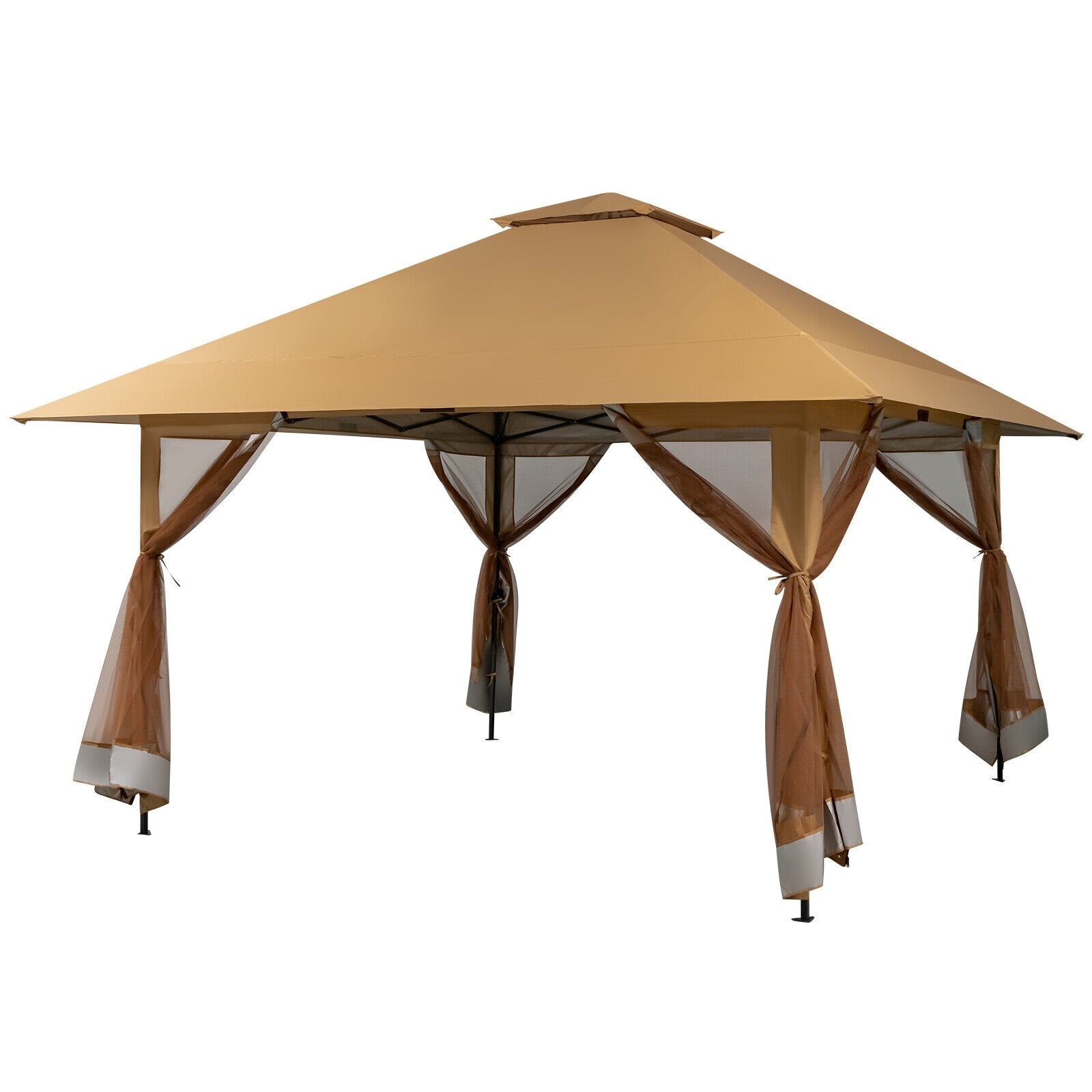 13 x 13 Feet Pop-up Instant Canopy Tent with Mesh Sidewall, Coffee Canopies   at Gallery Canada