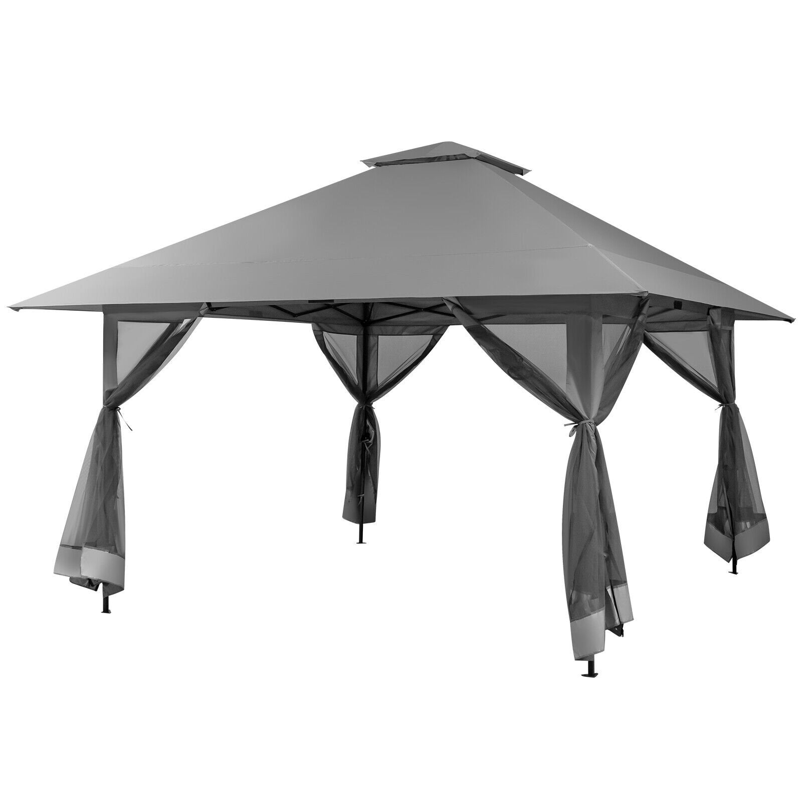 13 x 13 Feet Pop-up Instant Canopy Tent with Mesh Sidewall, Gray Canopies   at Gallery Canada