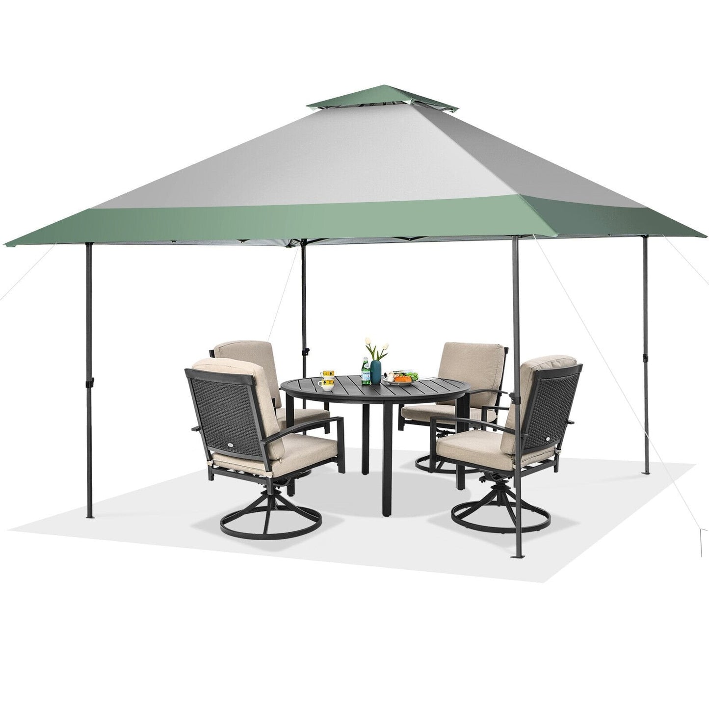 13 x 13 Feet Pop-Up Patio Canopy Tent with Shelter and Wheeled Bag, Gray Canopies   at Gallery Canada