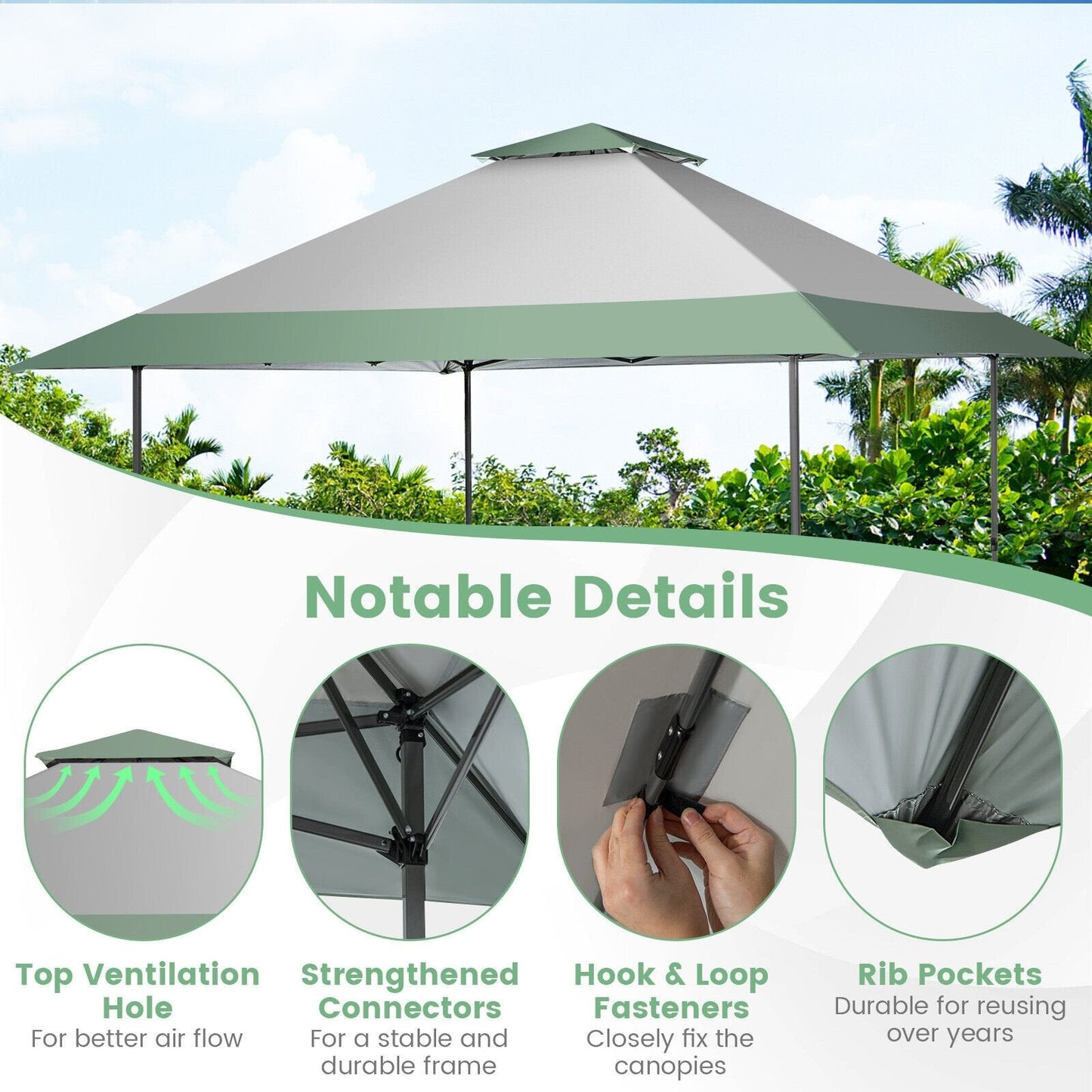 13 x 13 Feet Pop-Up Patio Canopy Tent with Shelter and Wheeled Bag, Gray Canopies   at Gallery Canada