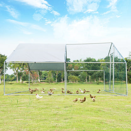 13 x 13 Feet Walk-in Chicken Coop with Waterproof Cover for Outdoor Backyard Farm, White Chicken Coops   at Gallery Canada