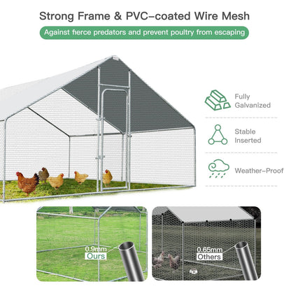 13 x 13 Feet Walk-in Chicken Coop with Waterproof Cover for Outdoor Backyard Farm, White Chicken Coops   at Gallery Canada