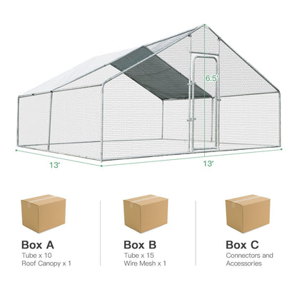 13 x 13 Feet Walk-in Chicken Coop with Waterproof Cover for Outdoor Backyard Farm, White Chicken Coops   at Gallery Canada