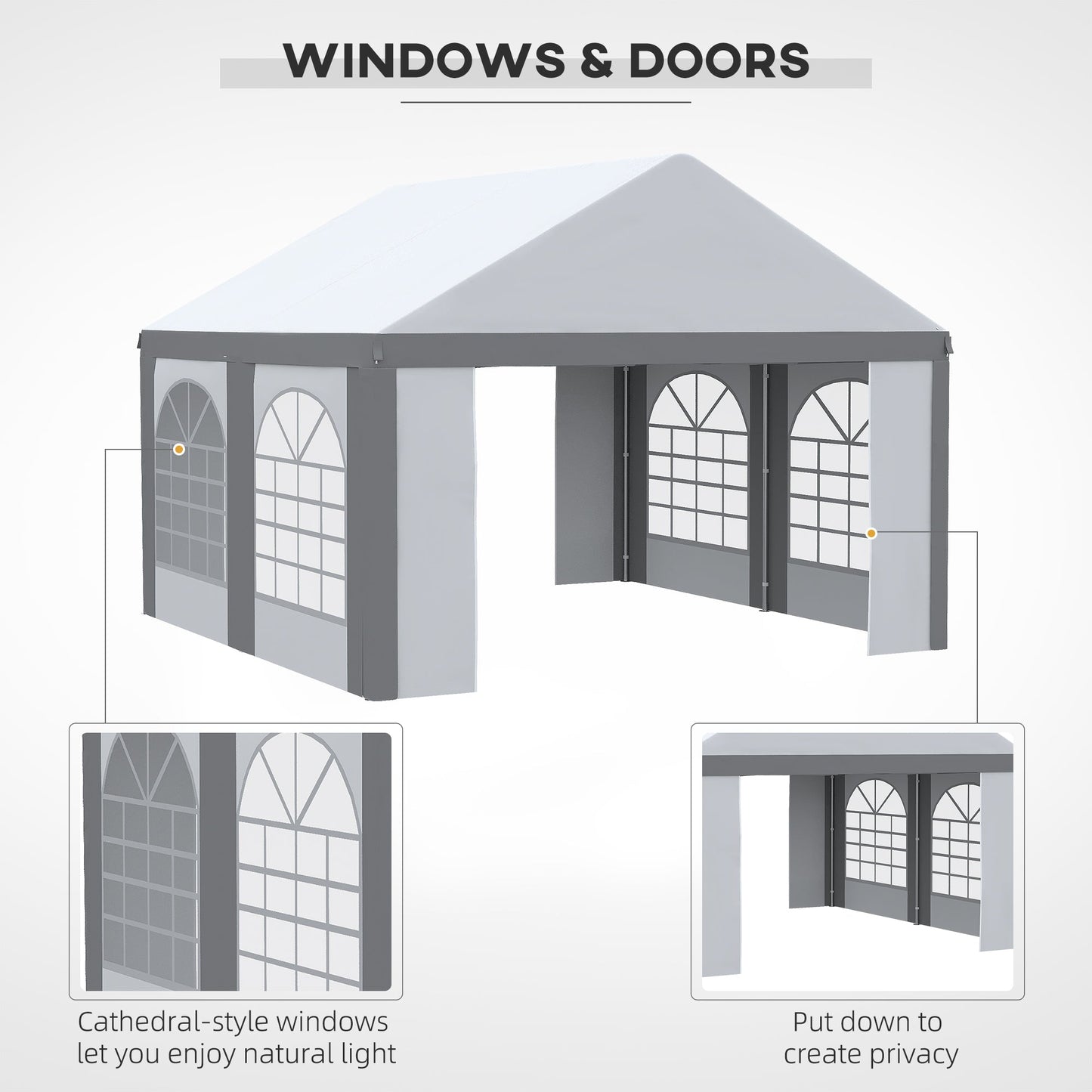 13' x 13' Outdoor Tents for Parties, Event Tent with Sides, 4 Windows and 2 Doors, Grey Canopy Tents   at Gallery Canada