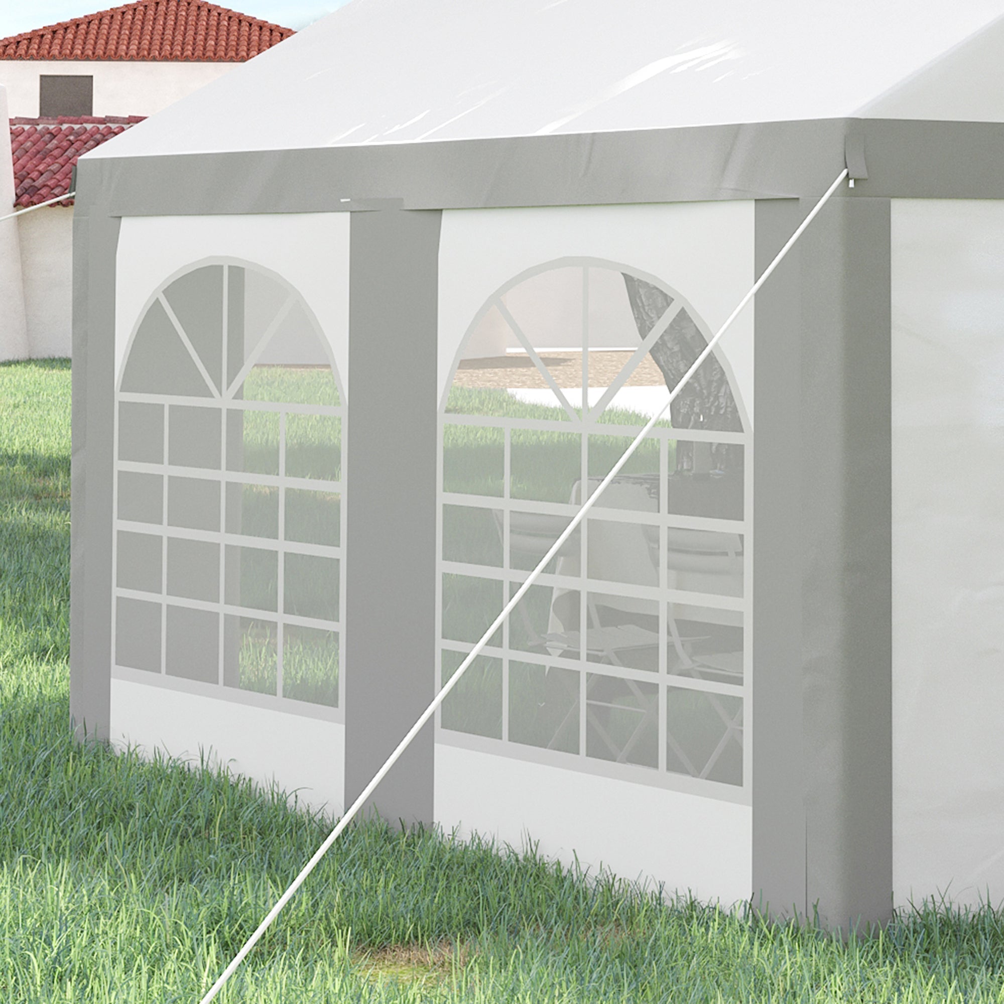 13' x 13' Outdoor Tents for Parties, Event Tent with Sides, 4 Windows and 2 Doors, Grey Canopy Tents   at Gallery Canada