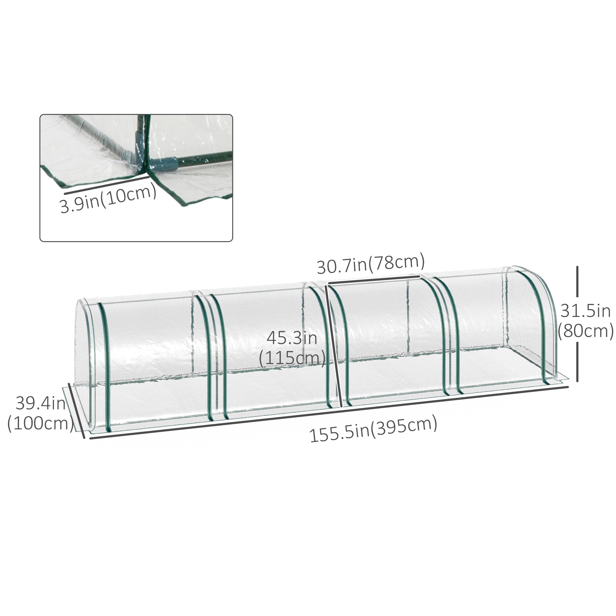 13' x 3' x 2.5' Portable Mini Tunnel Greenhouse with 4 Zipped Doors, Easy Assembly, Clear Mini Greenhouses Multi Colour  at Gallery Canada