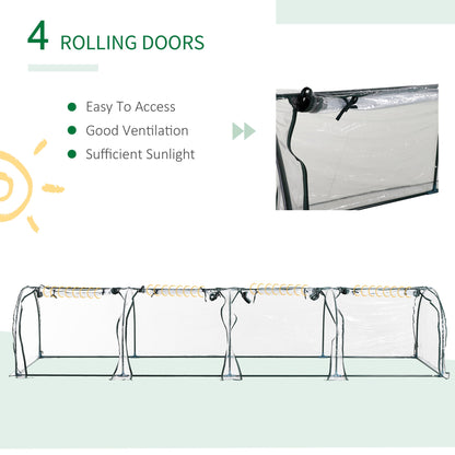 13' x 3' x 2.5' Portable Mini Tunnel Greenhouse with 4 Zipped Doors, Easy Assembly, Clear Mini Greenhouses   at Gallery Canada