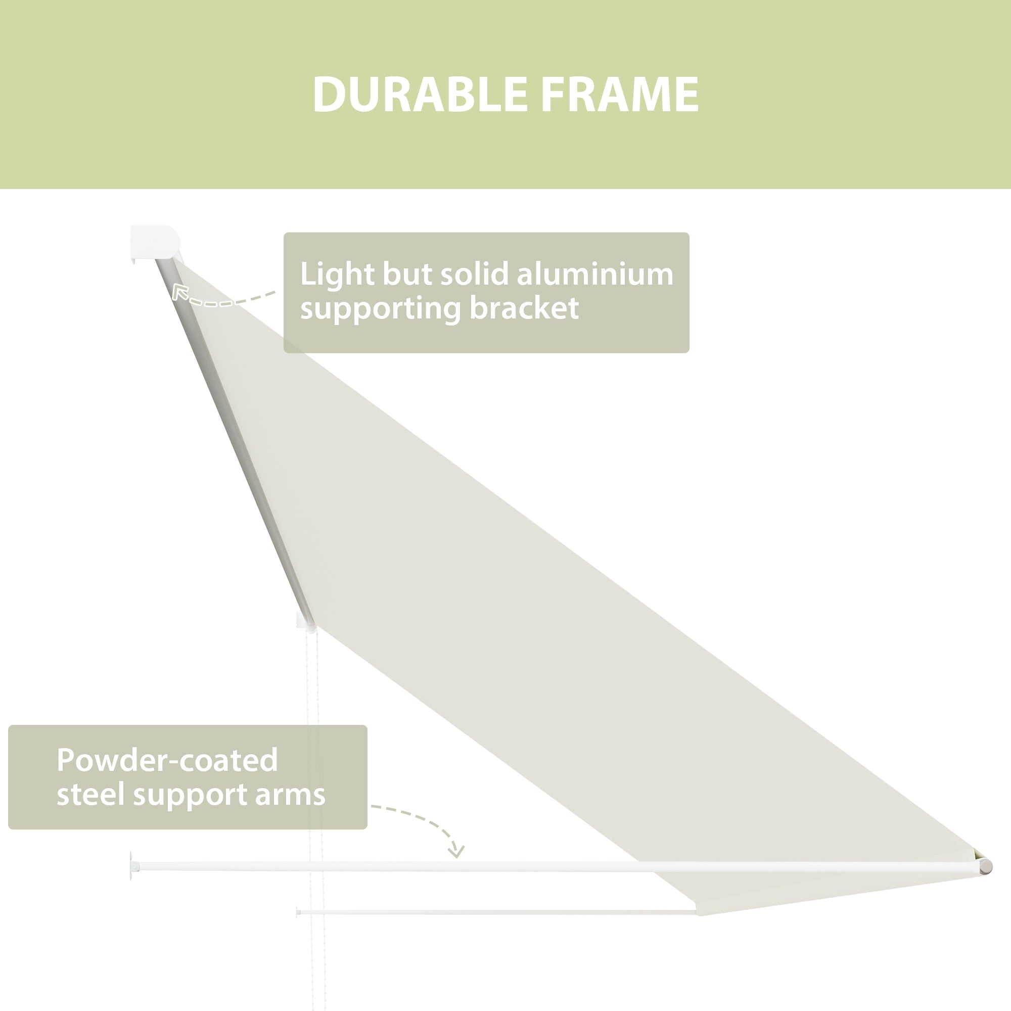 13' x 4' Retractable Awning with UV30+ Fabric, Easy Chain Operation, Beige Window Awnings   at Gallery Canada