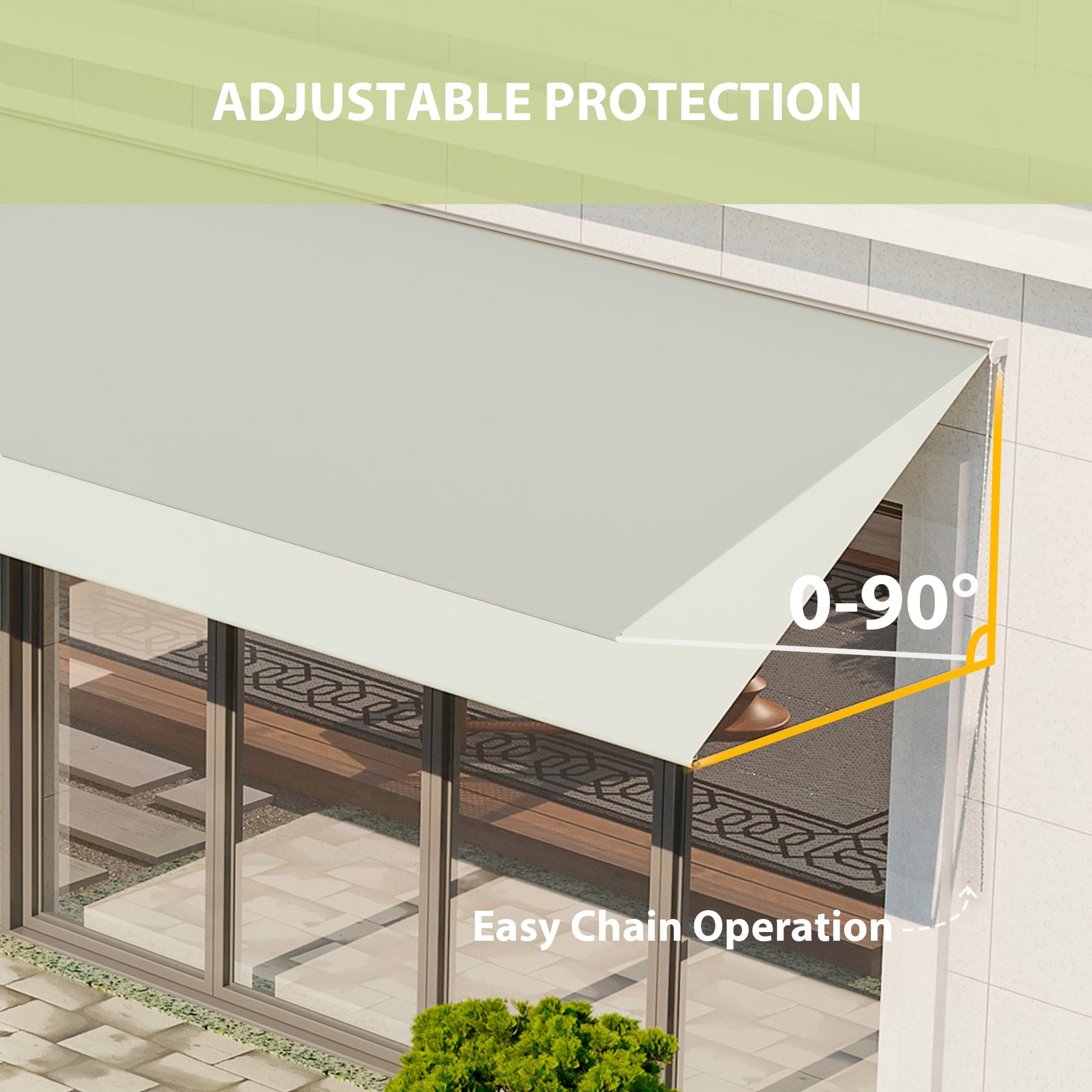 13' x 4' Retractable Awning with UV30+ Fabric, Easy Chain Operation, Beige Window Awnings   at Gallery Canada