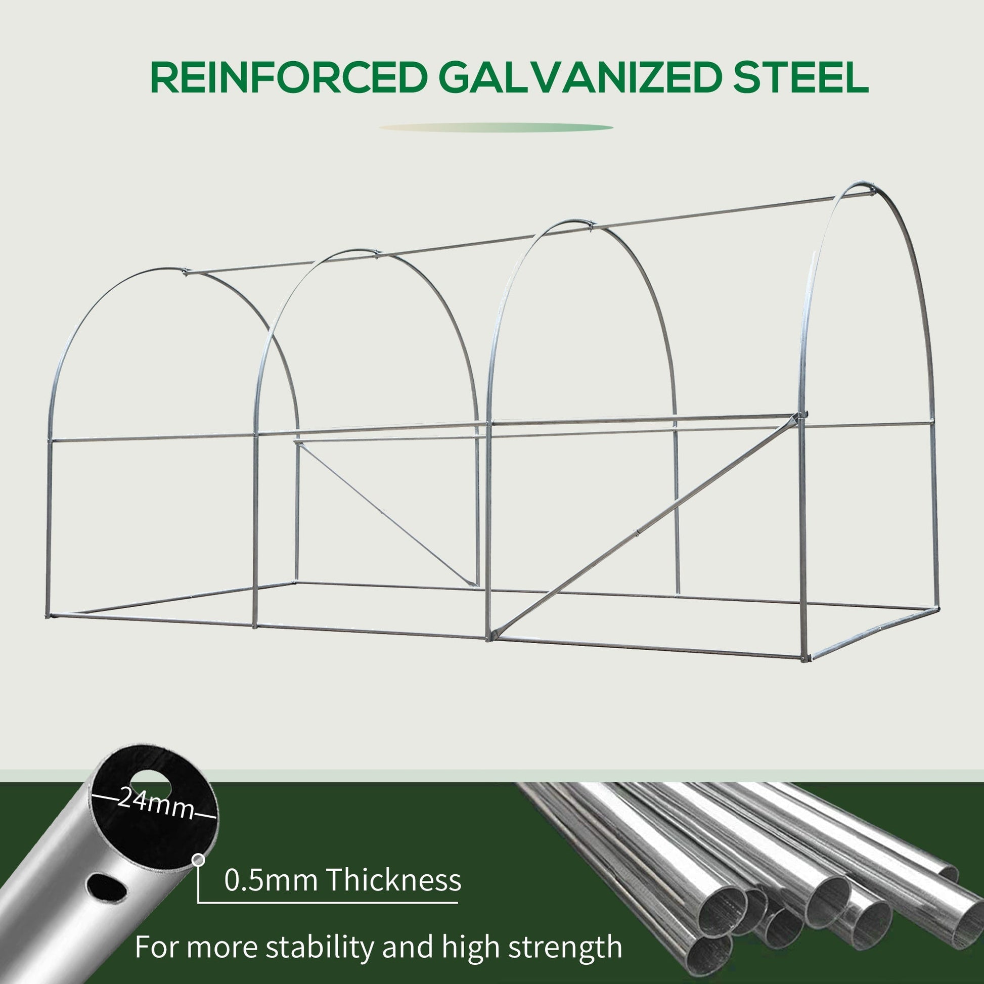 13' x 6' x 6' Outdoor Walk-in Tunnel Greenhouse Portable Plant Gardening Warm House with PE Cover Green Walk In Greenhouses   at Gallery Canada