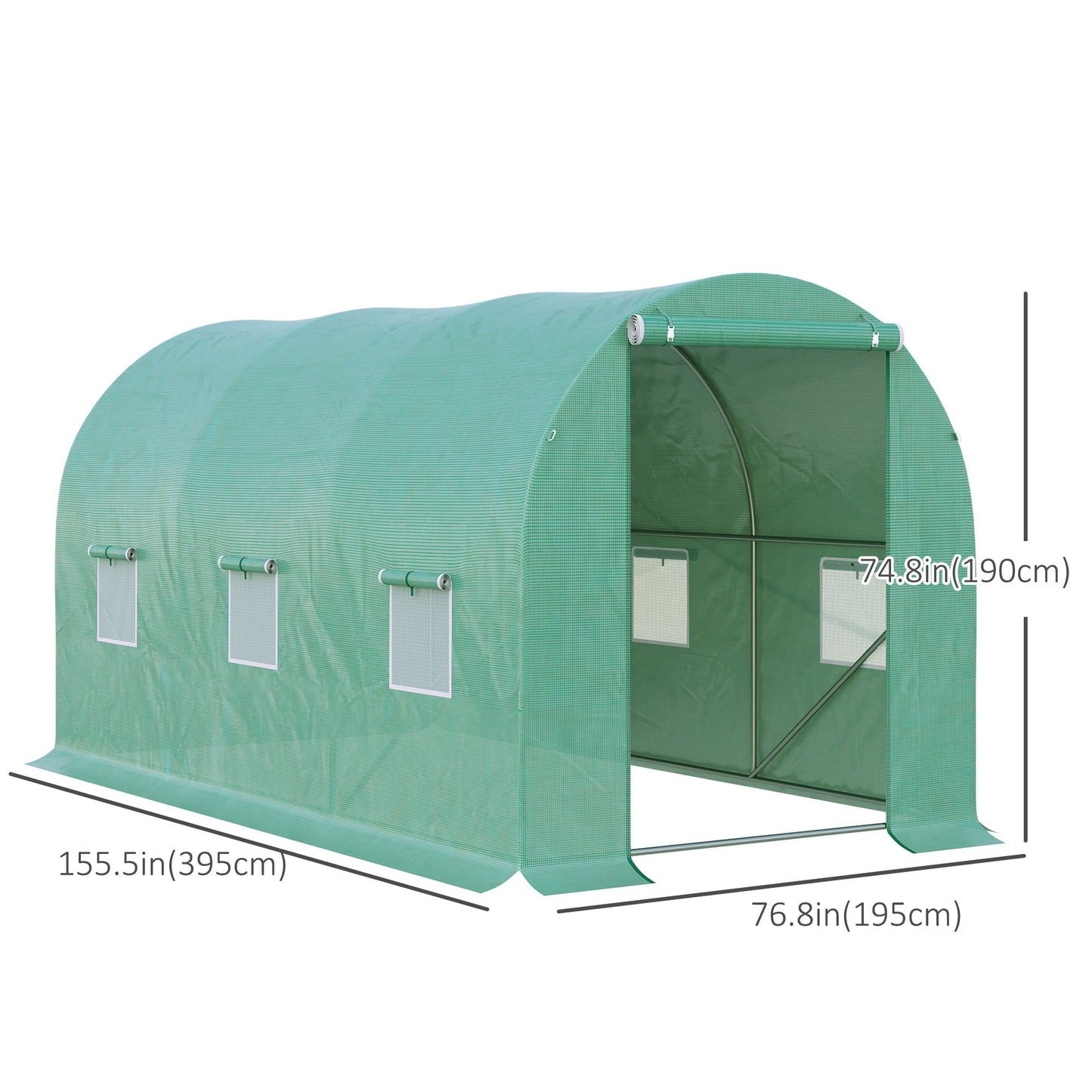 13' x 6' x 6' Outdoor Walk-in Tunnel Greenhouse Portable Plant Gardening Warm House with PE Cover Green Walk In Greenhouses   at Gallery Canada