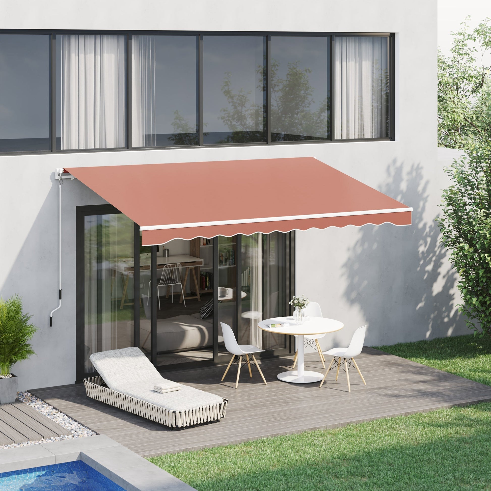 13' x 8' Manual Retractable Patio Awning Sun Shade Outdoor Deck Window Door Canopy Shelter Aluminum Frame Coffee Window Awnings   at Gallery Canada