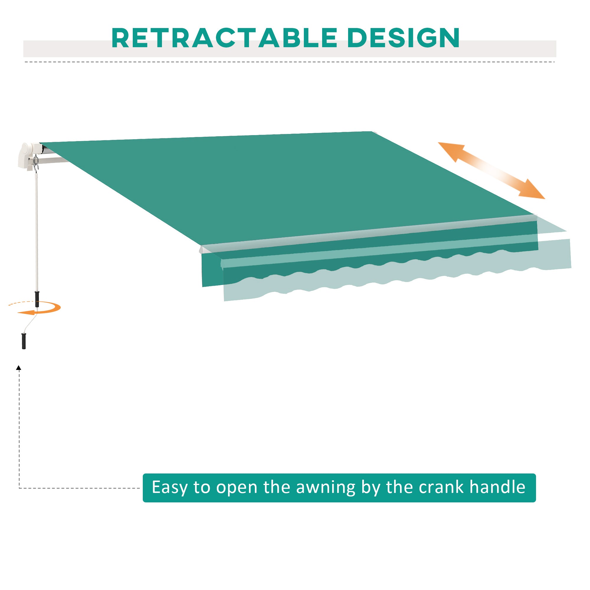 13' x 8' Manual Retractable Patio Awning Sun Shade Outdoor Deck Window Door Canopy Shelter Aluminum Frame Dark Green Window Awnings   at Gallery Canada