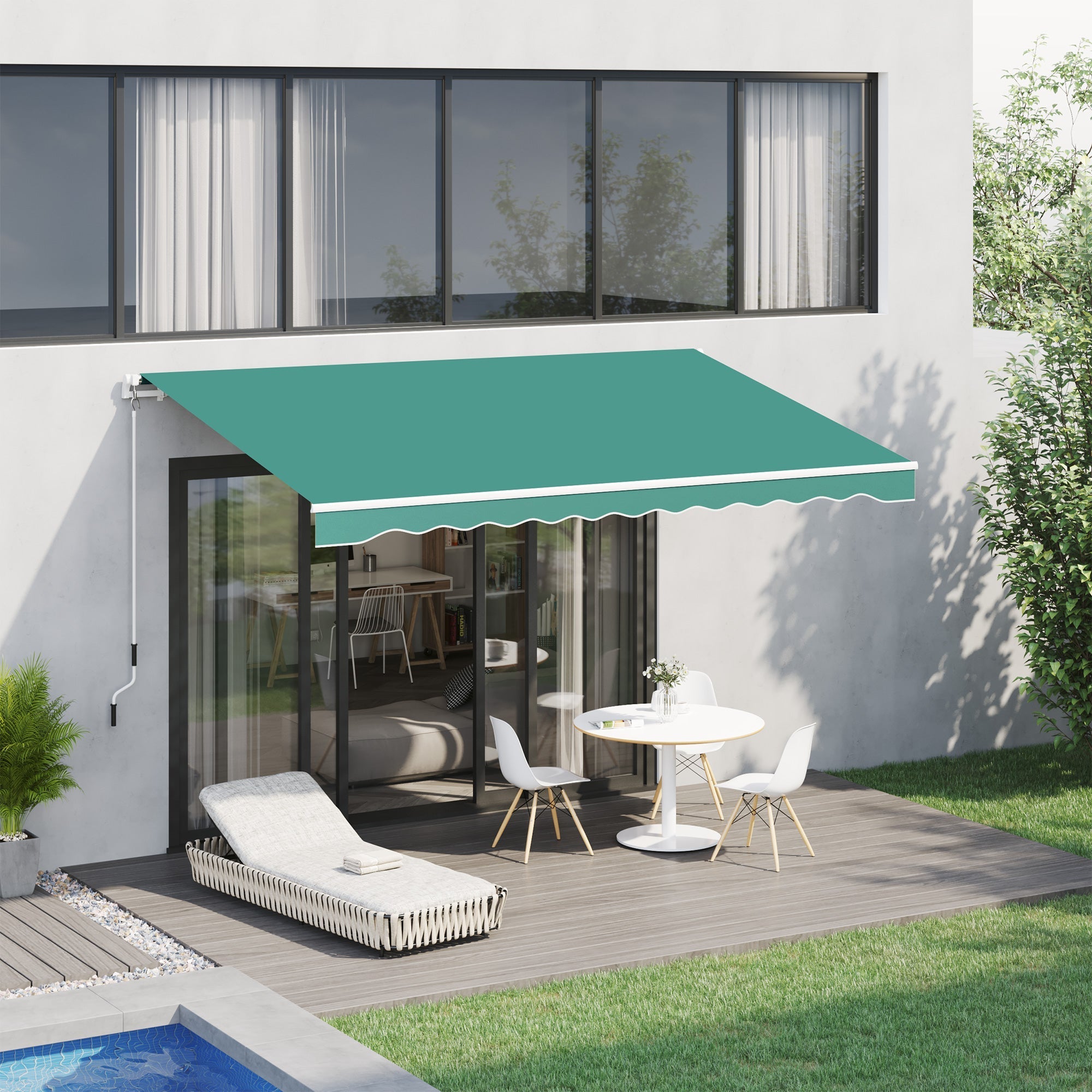 13' x 8' Manual Retractable Patio Awning Sun Shade Outdoor Deck Window Door Canopy Shelter Aluminum Frame Dark Green Window Awnings   at Gallery Canada