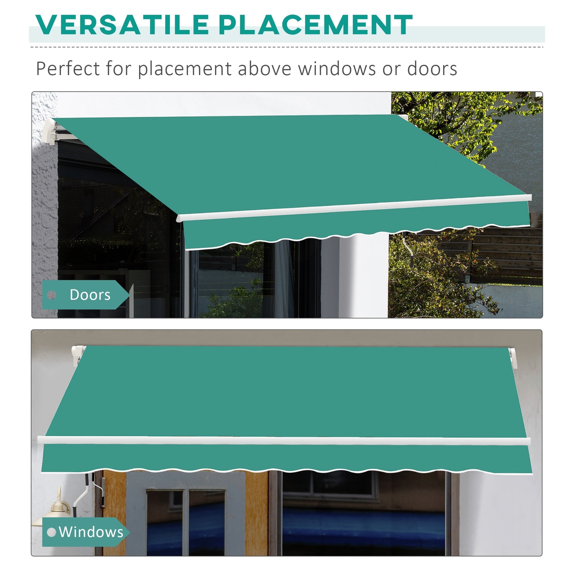 13' x 8' Manual Retractable Patio Awning Sun Shade Outdoor Deck Window Door Canopy Shelter Aluminum Frame Dark Green Window Awnings   at Gallery Canada