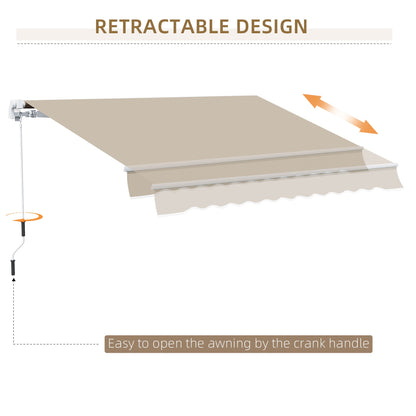 13' x 8' Manual Retractable Patio Awning Sun Shade Outdoor Deck Window Door Canopy Shelter Aluminum Frame Khaki Window Awnings   at Gallery Canada