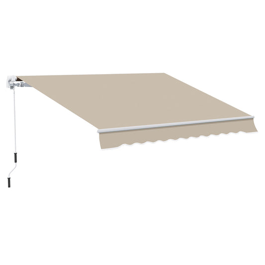 13' x 8' Manual Retractable Patio Awning Sun Shade Outdoor Deck Window Door Canopy Shelter Aluminum Frame Khaki - Gallery Canada