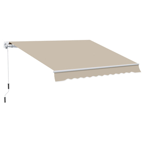 13' x 8' Manual Retractable Patio Awning Sun Shade Outdoor Deck Window Door Canopy Shelter Aluminum Frame Khaki