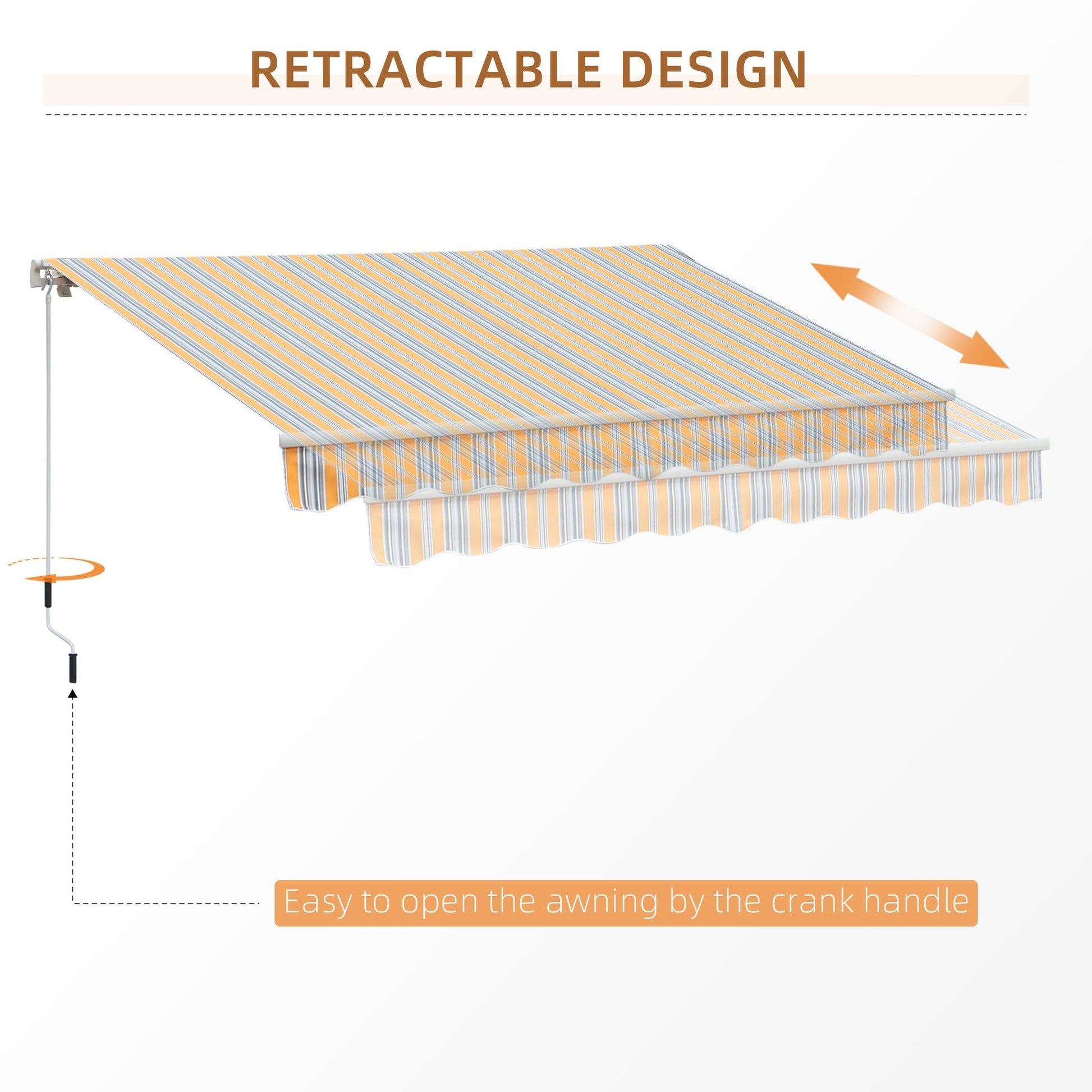 13' x 8' Manual Retractable Patio Awning Sun Shade Outdoor Deck Window Door Canopy Shelter Aluminum Frame Mix Colour Deck Awnings   at Gallery Canada