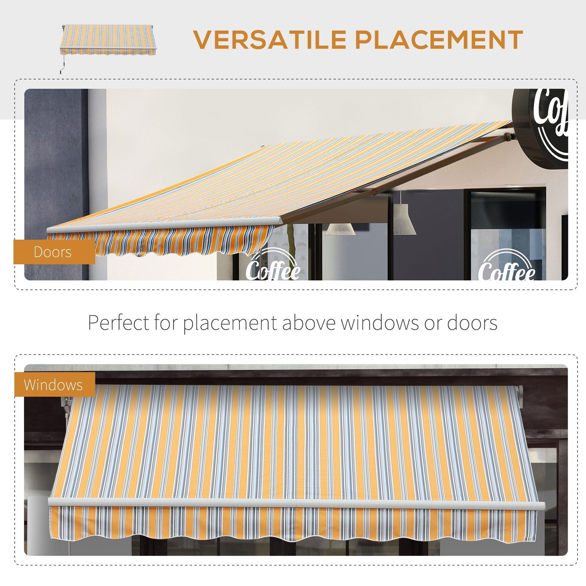 13' x 8' Manual Retractable Patio Awning Sun Shade Outdoor Deck Window Door Canopy Shelter Aluminum Frame Mix Colour Deck Awnings   at Gallery Canada