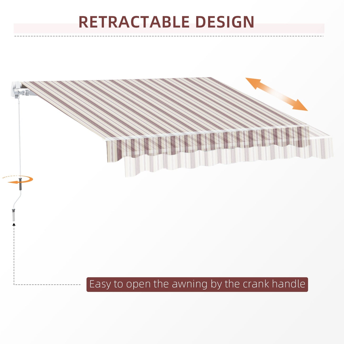 13' x 8' Manual Retractable Patio Awning Sun Shade Outdoor Deck Window Door Canopy Shelter Aluminum Frame Red Stripe Deck Awnings   at Gallery Canada