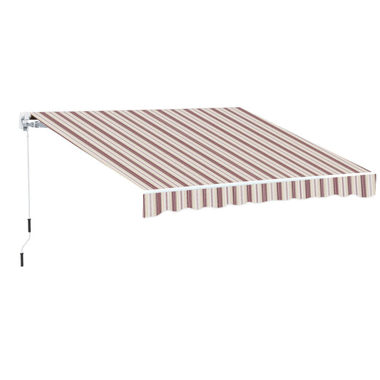 13' x 8' Manual Retractable Patio Awning Sun Shade Outdoor Deck Window Door Canopy Shelter Aluminum Frame Red Stripe Deck Awnings Red Stripe  at Gallery Canada