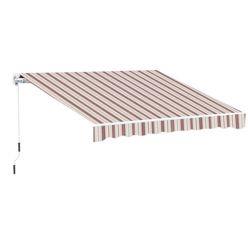 13' x 8' Manual Retractable Patio Awning Sun Shade Outdoor Deck Window Door Canopy Shelter Aluminum Frame Red Stripe