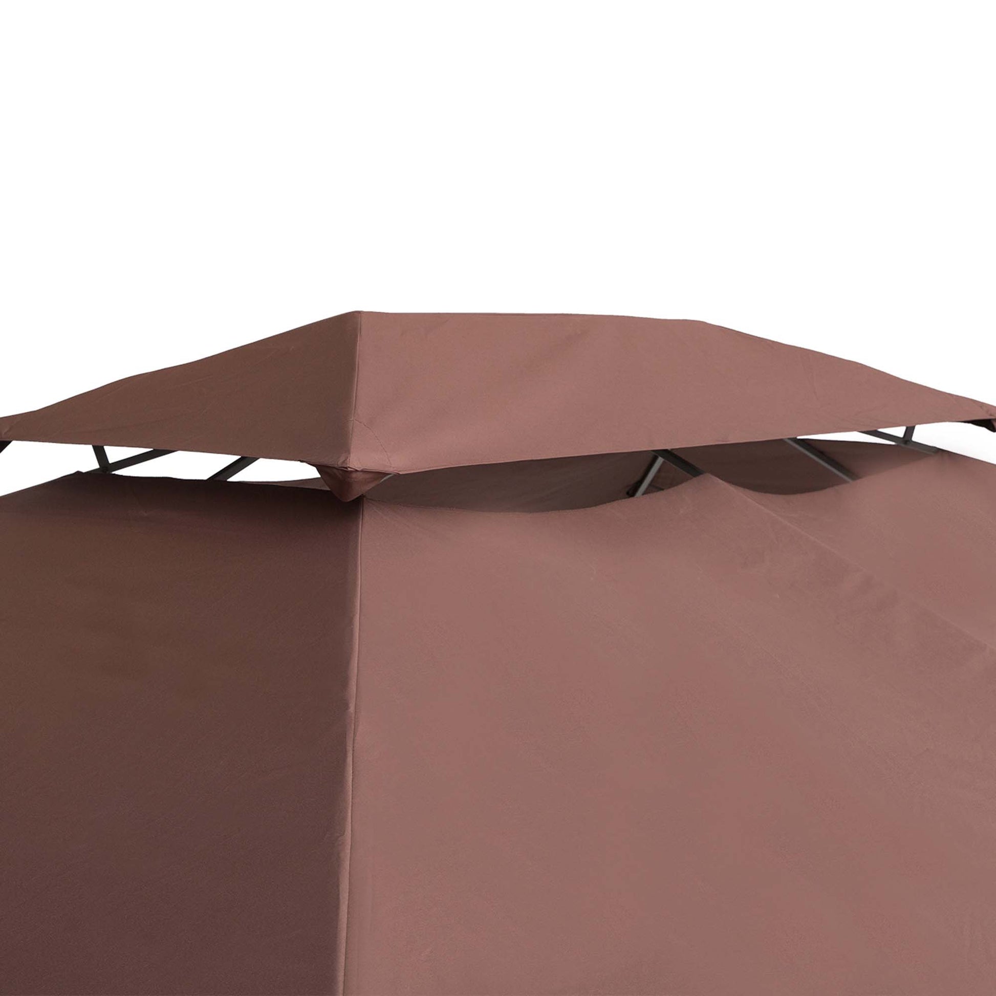 13.1' x 9.8' Gazebo Replacement Canopy, 2 Tier Top Roof Garden Pavilion UV Cover, Brown (TOP ONLY) Gazebo Canopy Replacement   at Gallery Canada