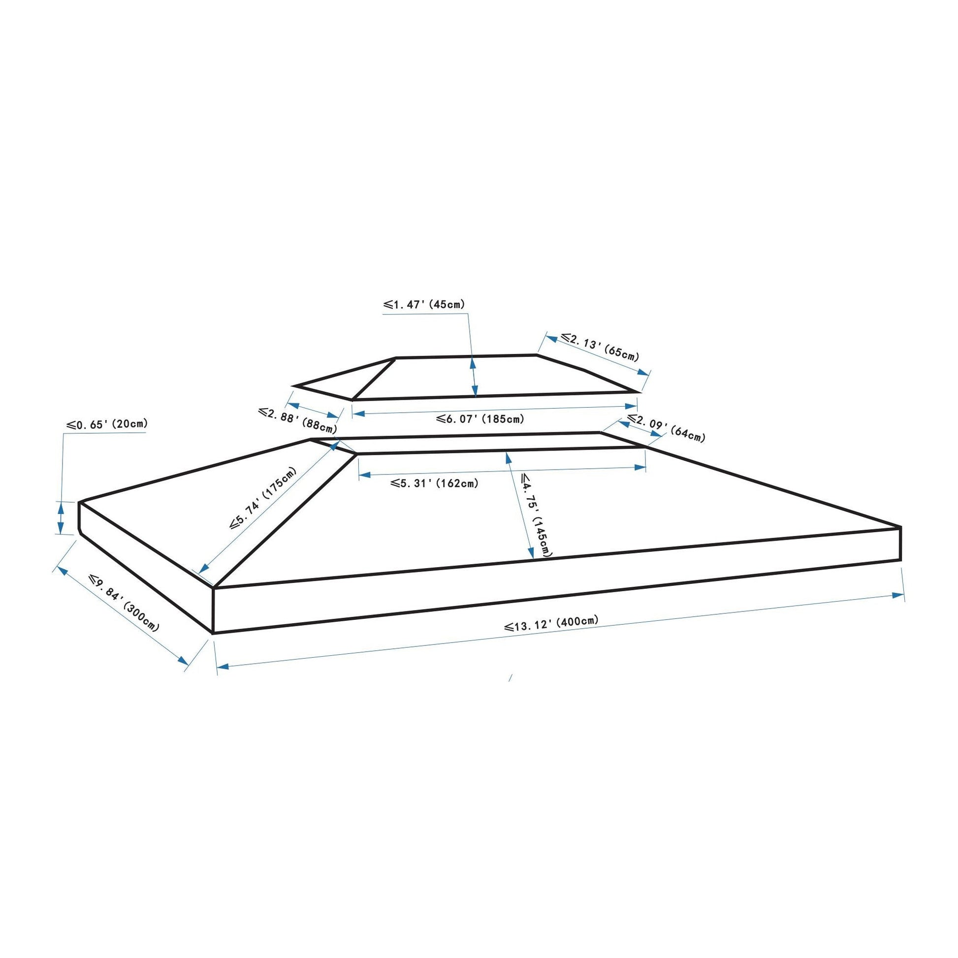 13.1' x 9.8' Gazebo Replacement Canopy, 2 Tier Top Roof Garden Pavilion UV Cover, Brown (TOP ONLY) Gazebo Canopy Replacement   at Gallery Canada