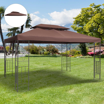 13.1' x 9.8' Gazebo Replacement Canopy, 2 Tier Top Roof Garden Pavilion UV Cover, Brown (TOP ONLY) Gazebo Canopy Replacement   at Gallery Canada